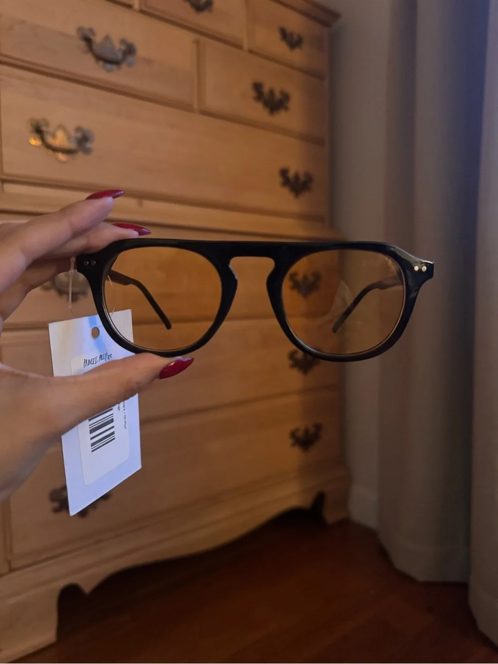 Princess Polly Black Frame sunglasses with Amber Lenses